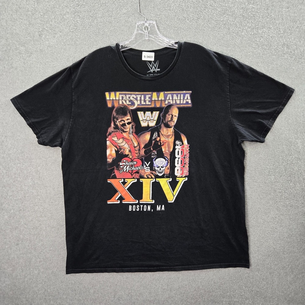 WWE Men Shirt 2XL Black Wrestlemania XIV Stone Cold Steven Austin Shawn‎ Micheal